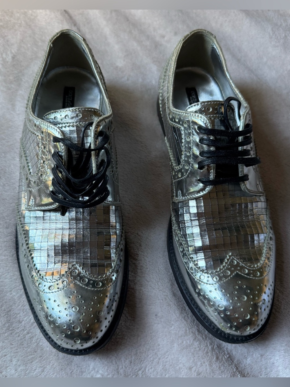 Dolce & Gabbana Women’s Metallic Oxford Shoes – Size 36.5
